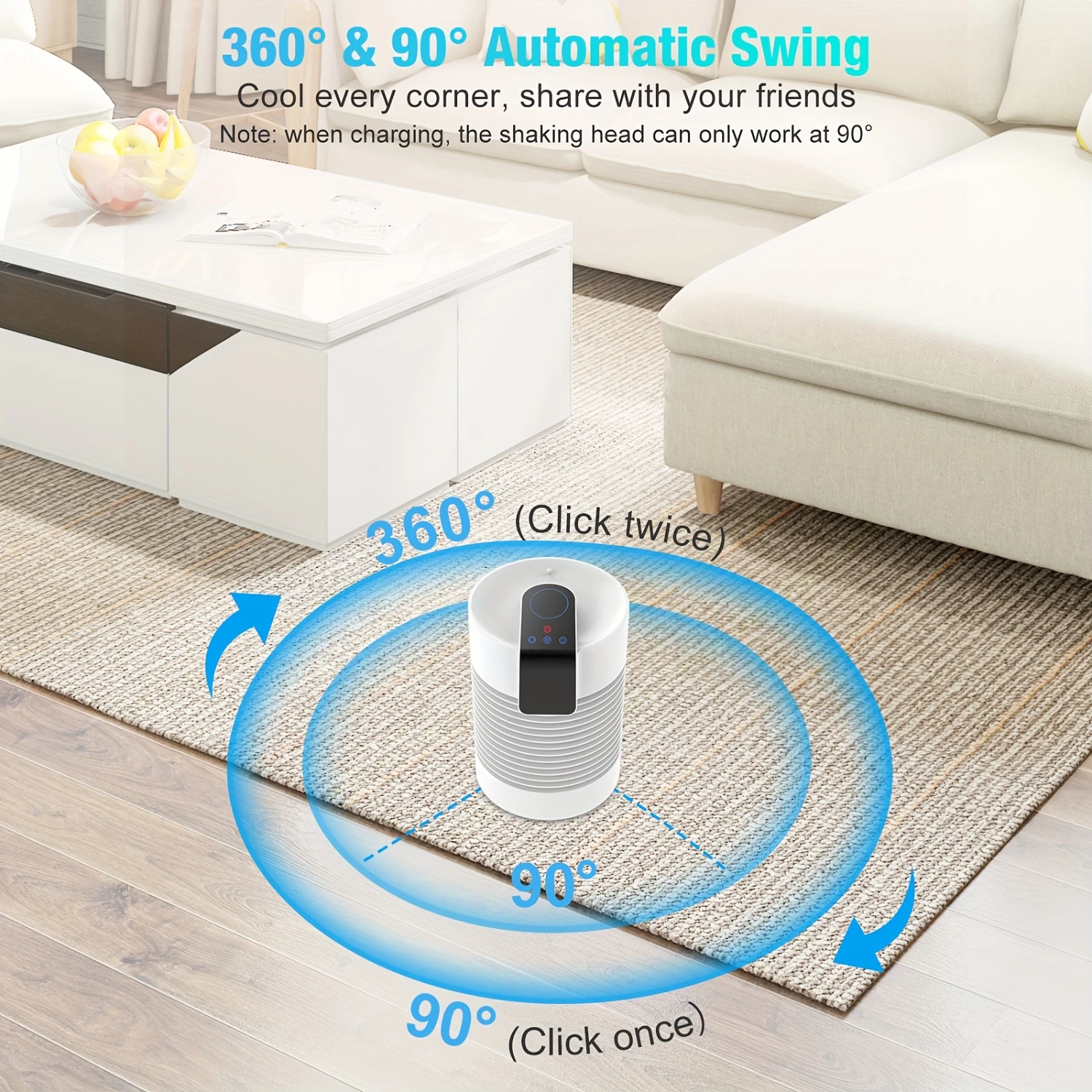 Portable Air Conditioner Fan, 4-In-1 Portable AC & Humidifier, AC Unit with 3-Speed ° Rotation Mini Air Conditioner Personal Ai