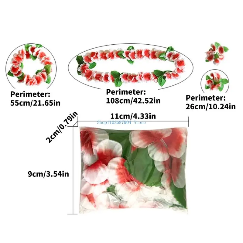 N7YF Hawaiianisches Leis-Set, Halsketten, Stirnbänder, tropische Luaus-Partydekorationen, Zubehör