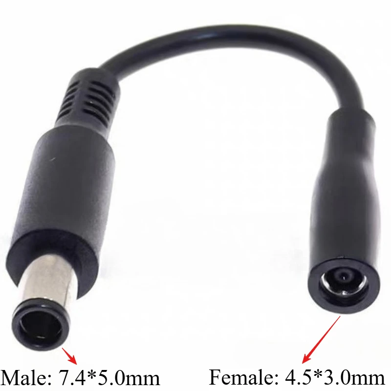 DC Power Adapter Connector Plug DC Conversion Head Jack Female 4.5*3.0mm Plug to Male 7.4*5.0mm with Pin for Dell Laptop