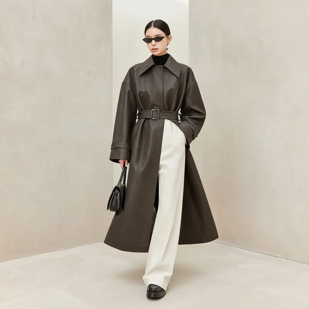 معطف جلد كاجوال للخريف والشتاء ملابس نسائية عصرية ملابس خارجية تصميم أنيق للطقس البارد