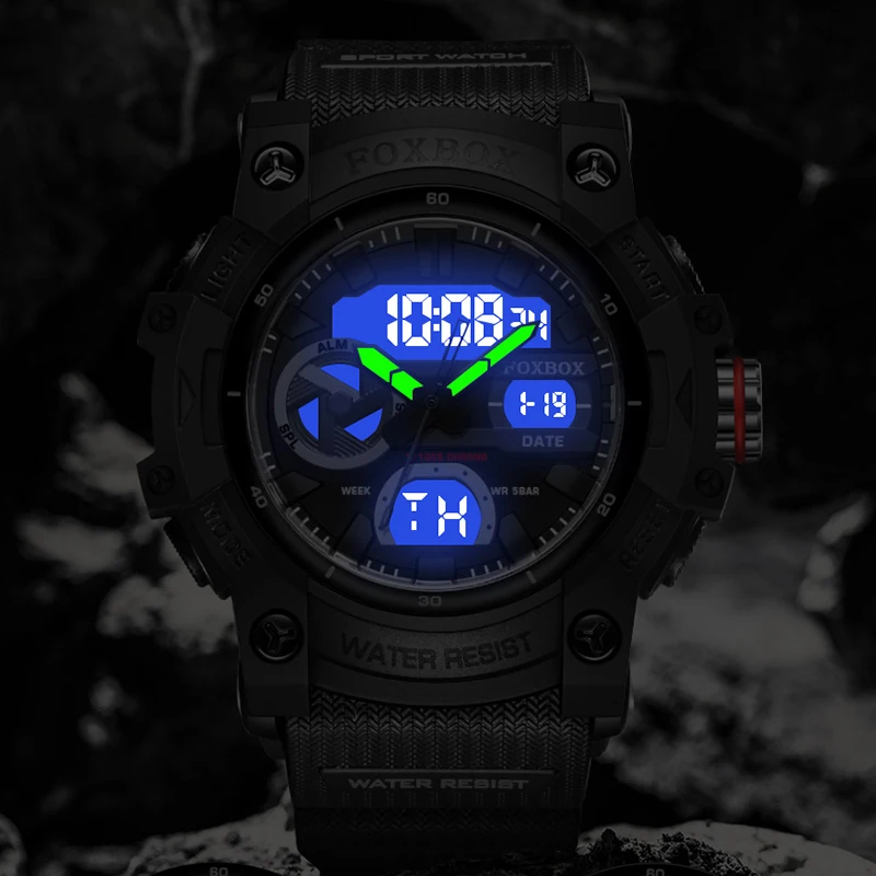 LIGE Sport Men Quartz Digital Watch Creative Diving Watches Men Waterproof Alarm Watch Military Dual Display Clock Reloj Hombre