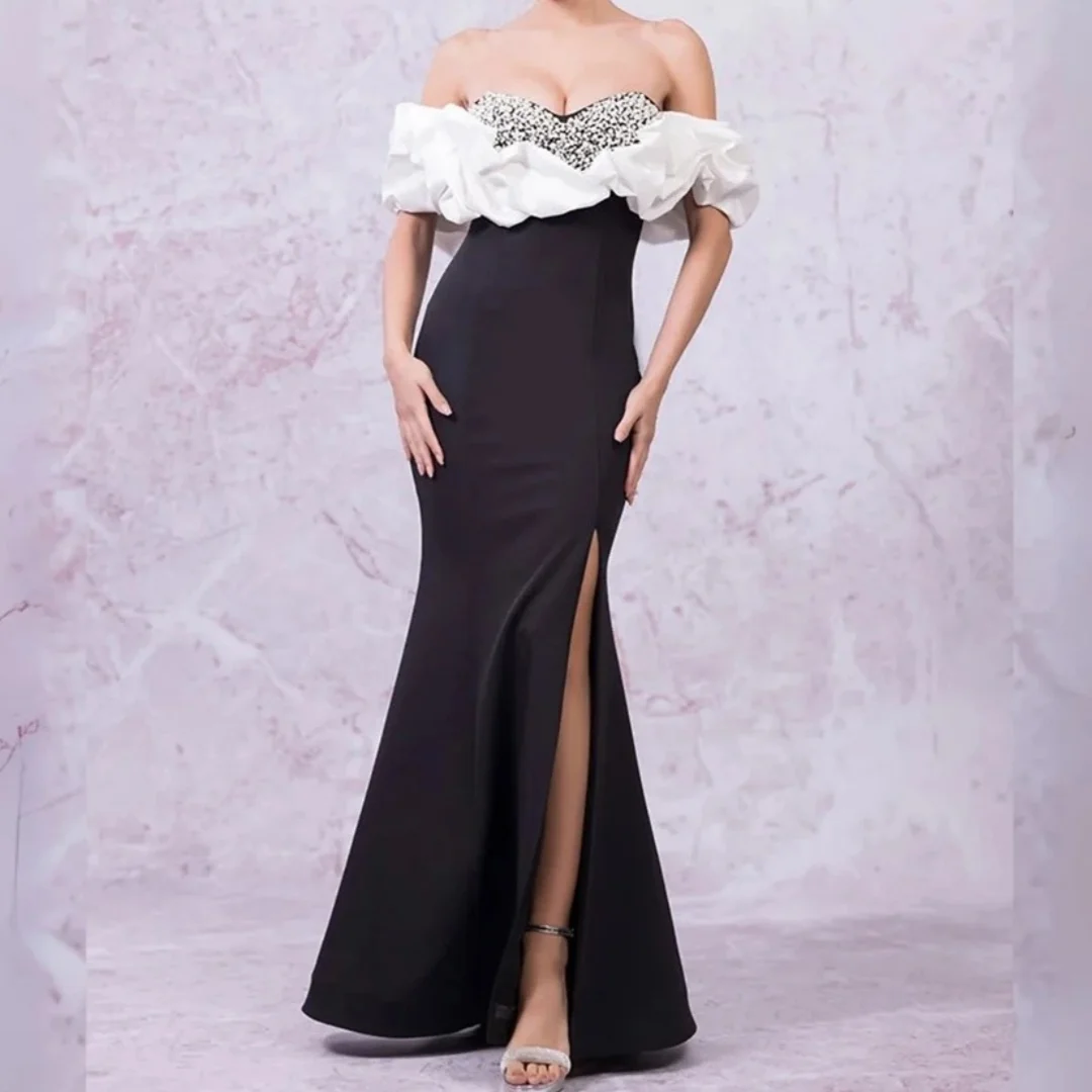 

Modern Trumpet Groom Mother of The Bride Dress Off the Shoulder Wedding Guest Evening Robes Invitee Mariage Customized