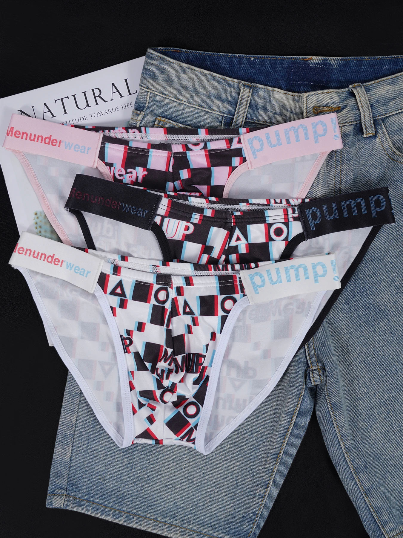

3 PCS Men's Printed Briefs U Convex Pouch Elastic Waistband Letter Logo Breathable Fashion Underwear