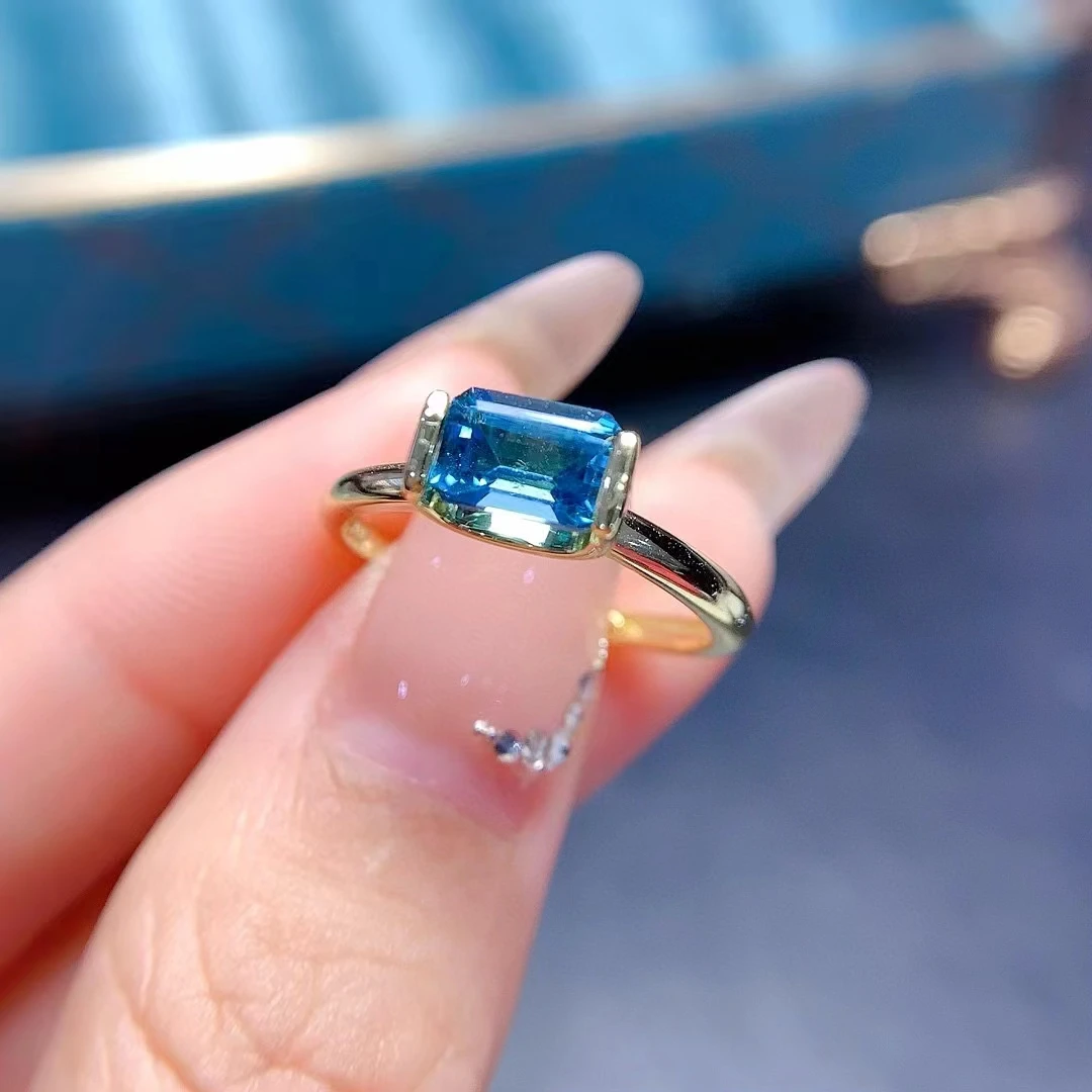 Natural  London blue Topaz rings for women silver 925 jewelry luxury gem stones 18k gold plated free shiping items