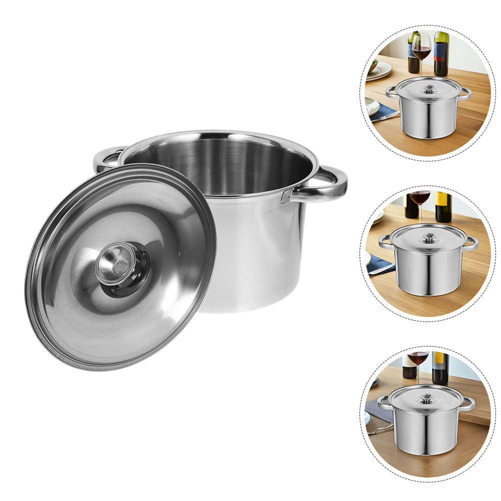 

Кастрюля из нержавеющей стали, утолщенная кастрюля для супа, прецизионные ручки с крышкой, контейнер для приготовления пищи, индукционный газ, электрическая кухня