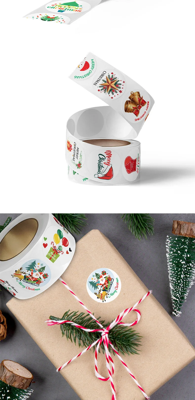 500 Stück Frohe Weihnachten Siegelaufkleber zum Dekorieren von DIY-Geschenken, Backpapier, Umschlägen und Schreibwaren für die Weihnachtsfeier-Dekoration – Detail 8