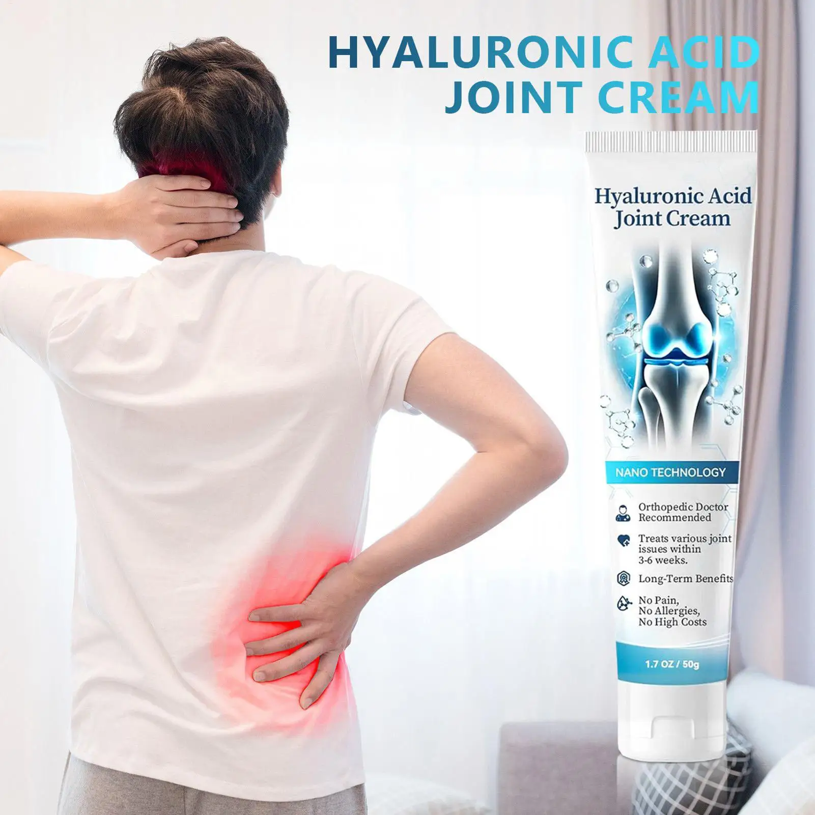 50g Joint Cream Natural Fast-Absorbing Body Massaging Joint Gel for Knees Hands Legs Wrists Feet Men Women Adults Athletes