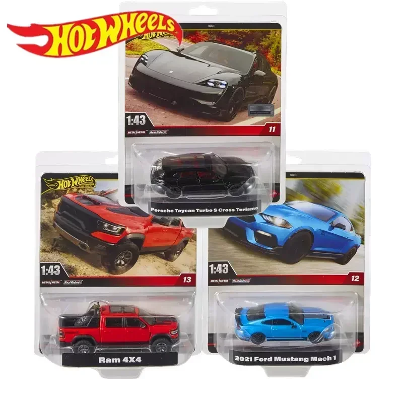 Original Hot Wheels Premium Car Toy for Boy 1/43 Alloy Diecast Vehicle Porshce Taycan Turbo Ram 4x4 Ford Mustang Collection Gift