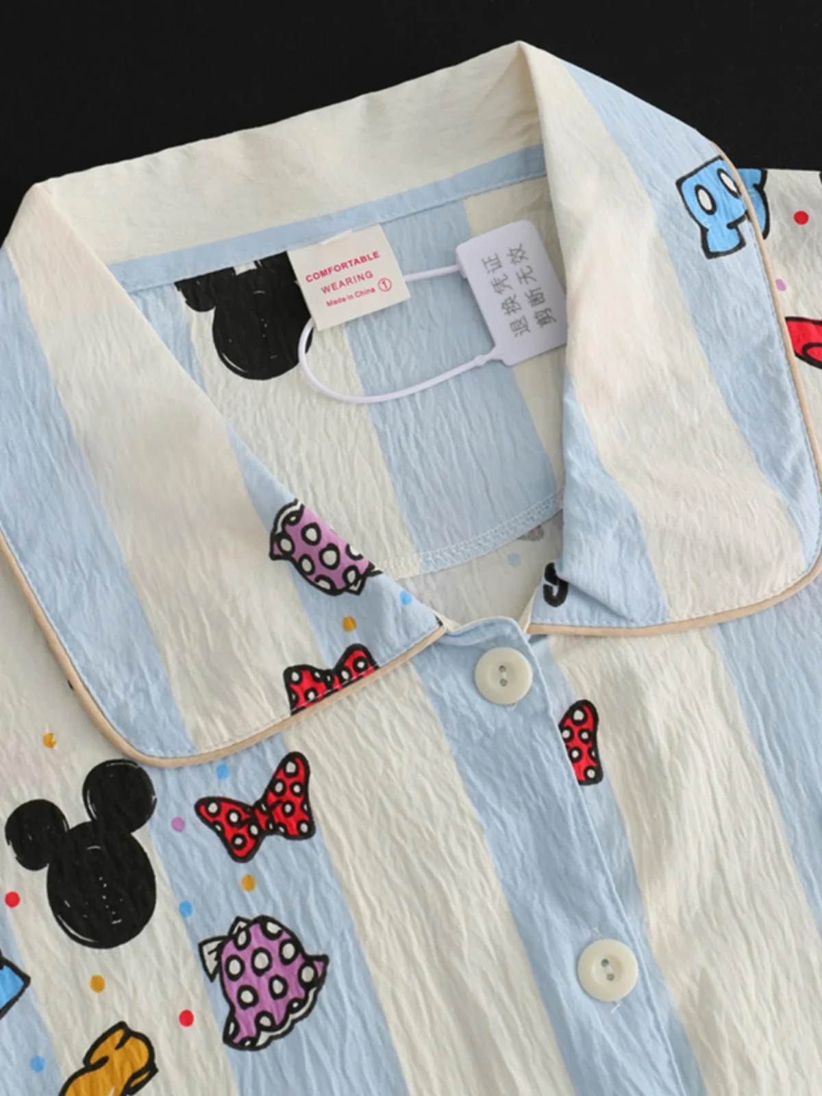 

Blue Striped Miey Couple Spwear Cloud Cotton Long Sve Casual Home Clothes Men Women Spring Autumn Seasonal Loungewear