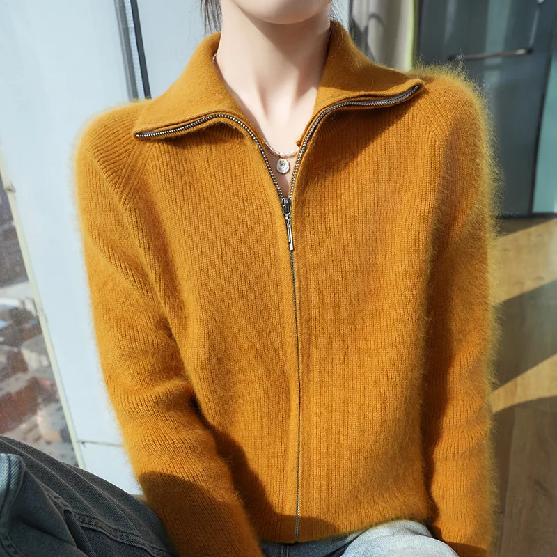 

Mink Fur Zipper Cardigan Women's 2024 Autumn and Winter New Sweater Knitted Top Jacket Casual Versatile Hot item