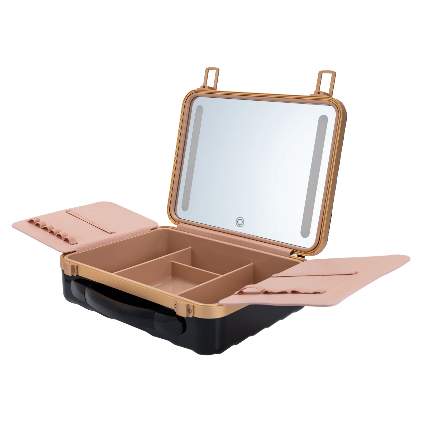 Portable Large Capacity Travel Makeup Bag Cosmetic Storage Box W/LED lights Mirror&USB Charging Cable Multi-Layer Foldable Bag