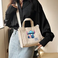 Disney Lilo Stitch Tote Bag borsa di velluto a coste per le donne Shopper borse Messenger Girls borsa a tracolla studenti borse piccole