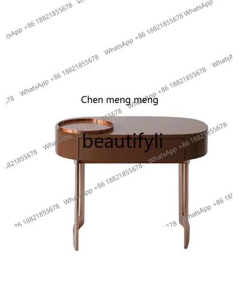 M178 A Italian caramel metal multi-purpose side table rotatable tray bedside table