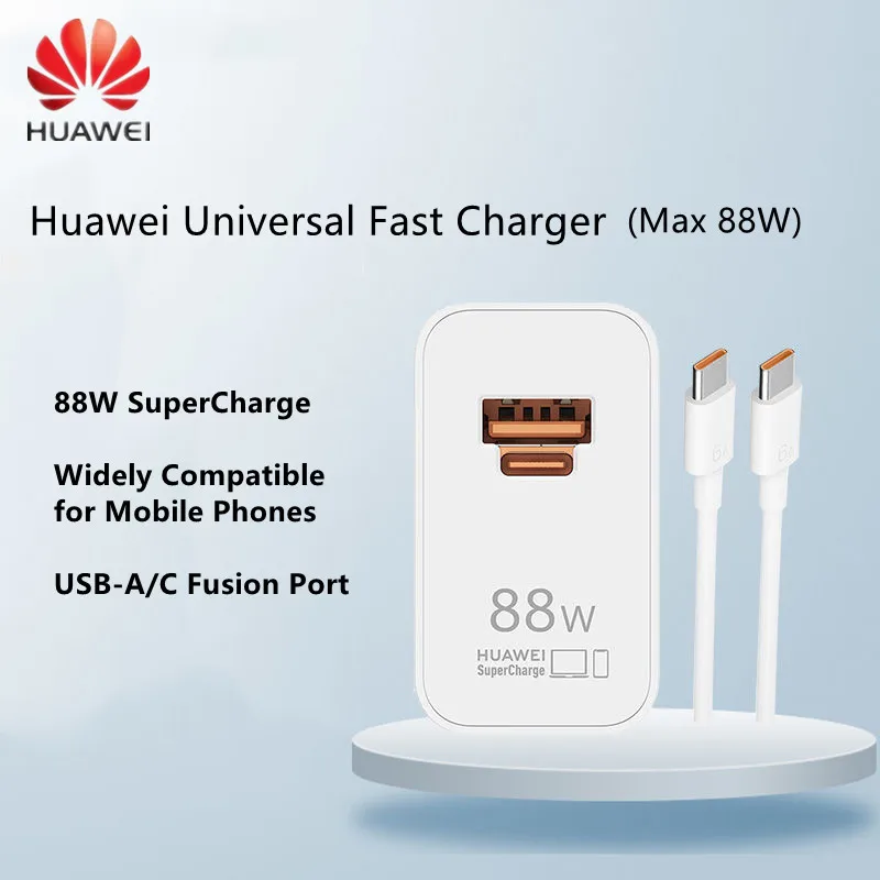 Huawei Universal Fast Charger Max 88W SuperCharge Support PD QC Quick Charge For Huawei/iPhone/iPad/Mac With 6A C to C Cable