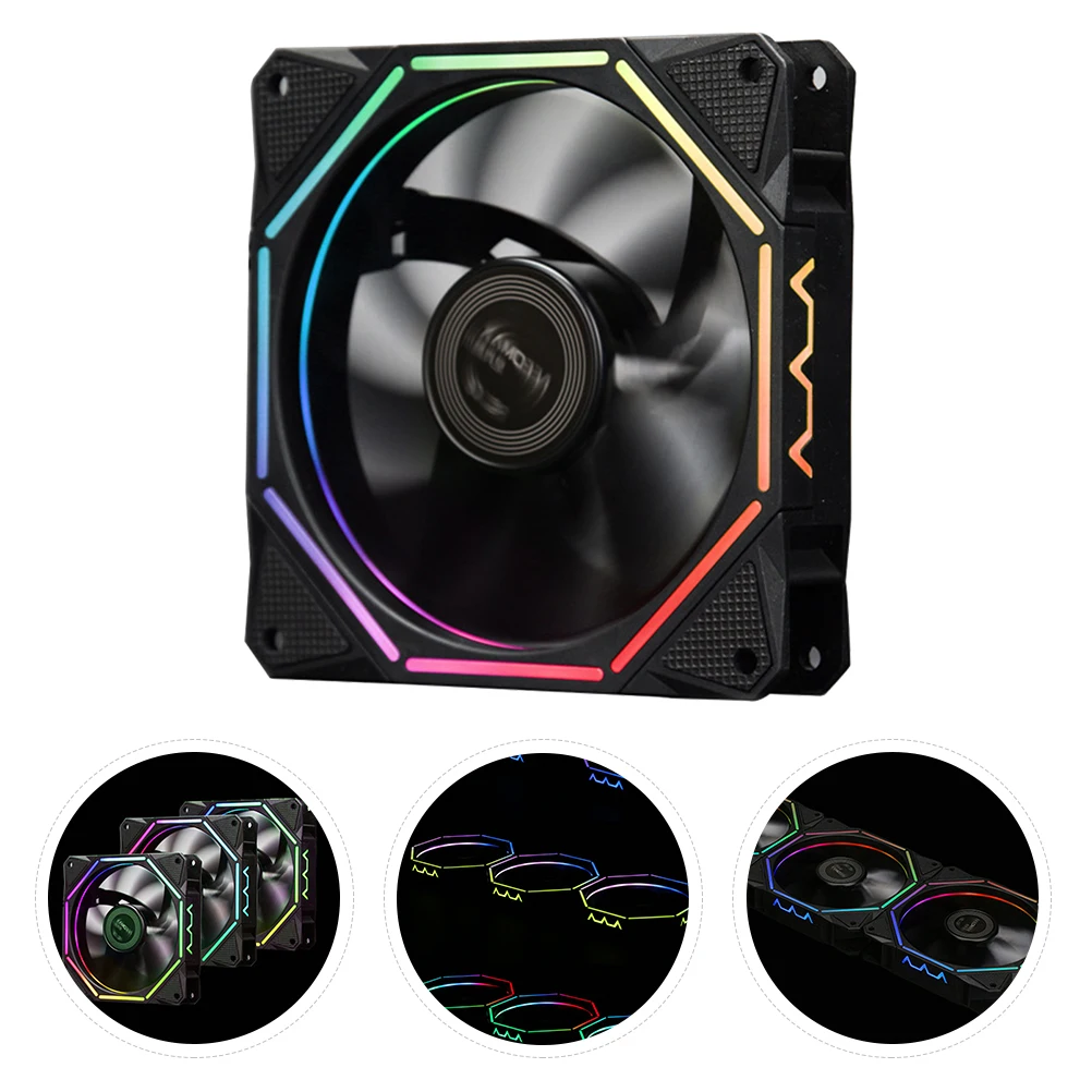 

12cm 9-blade ARGB Fan Dazzling Lighting Effects Chassis Cooler Mainboard Sync Long Life Shock-absorbing Pads Desktop Computer