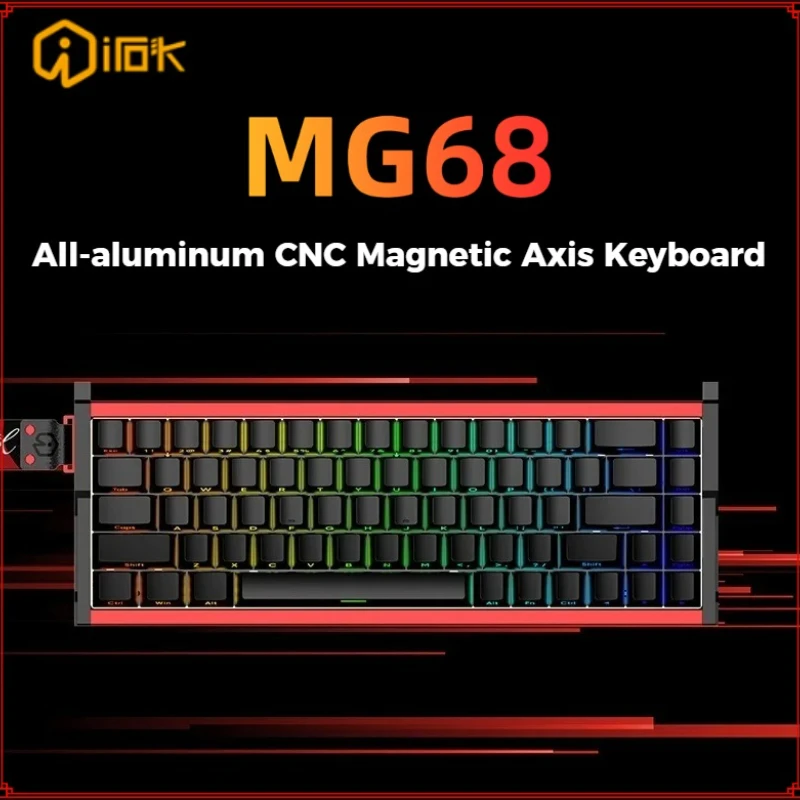 

Ai Stone MG68 Цельноалюминиевая клавиатура с магнитной осью с ЧПУ, трехрежимная игровая клавиатура для киберспорта, точность 0,01 с задержкой 0,125 мс, 8 кГц ARGB