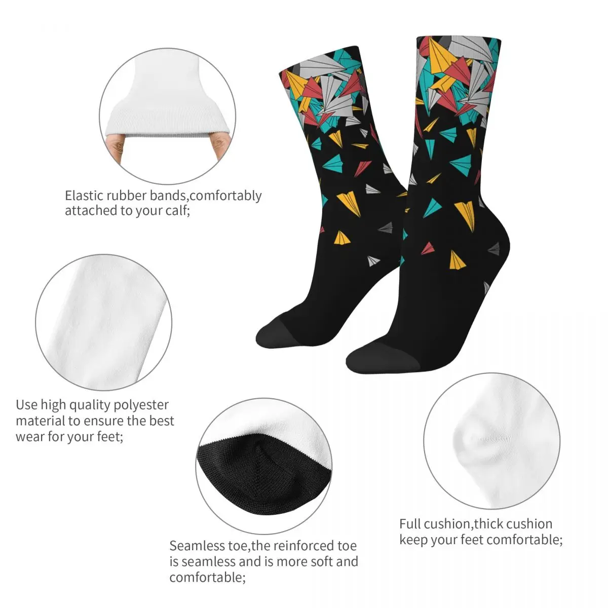 Colorul Fall Paper Planes Socks Male Mens Women Winter Stockings Printed