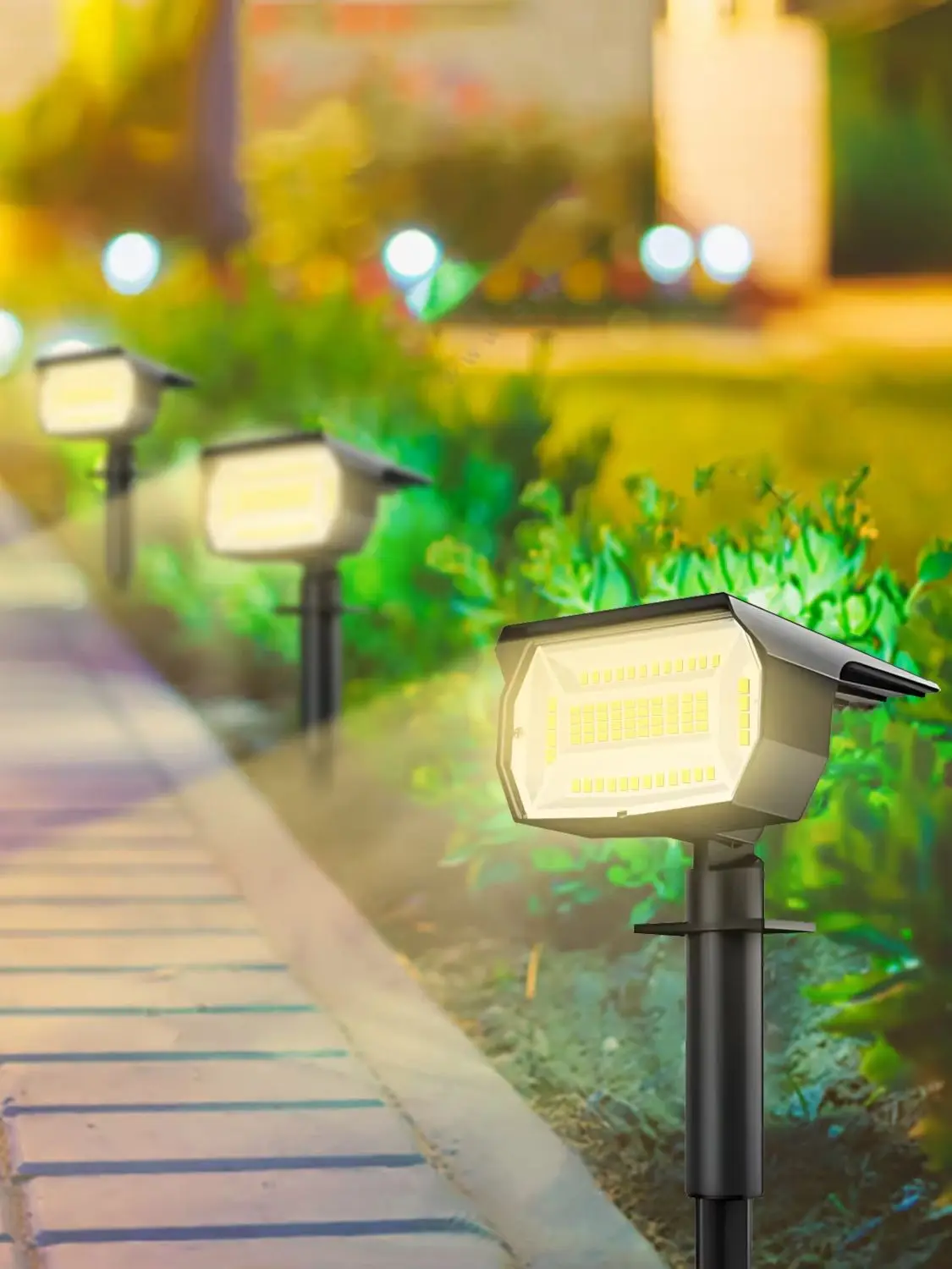 4 SZT. 72LED Solarna Lampa Reflektorowa Zewnętrzna Wodoodporna IP65 Reflektor Ogrodowy z 3 Trybami Oświetlenia Lampa Solarna do Ogrodu — 2