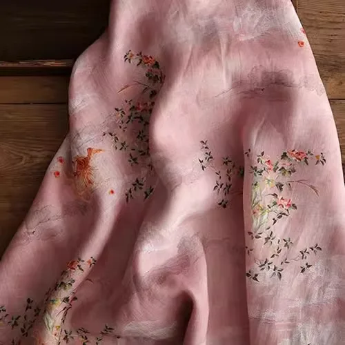 

Новая рами tecido с розовыми цветами и принтом tela por metros tecido Рубашка юбка Cheongsam швейная ткань