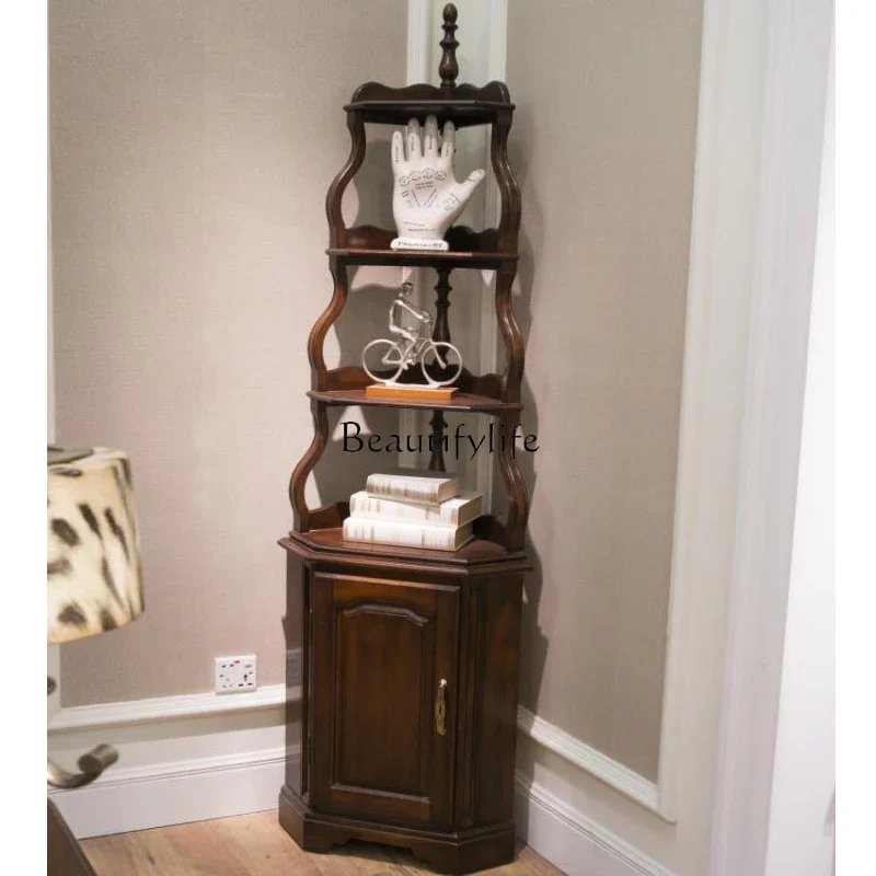 

yj7 American Country Style Triangle Cabinet for Living Room, Small Apartment, Simple European Style Multi-layer Storage Rack