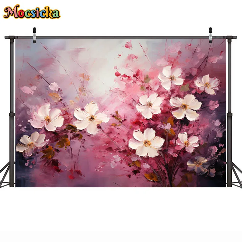 Винтажные розовые цветочные фоны для фотографии, абстрактная картина маслом, цветочный декор для детей, взрослых, женщин, портретные фоны для беременных