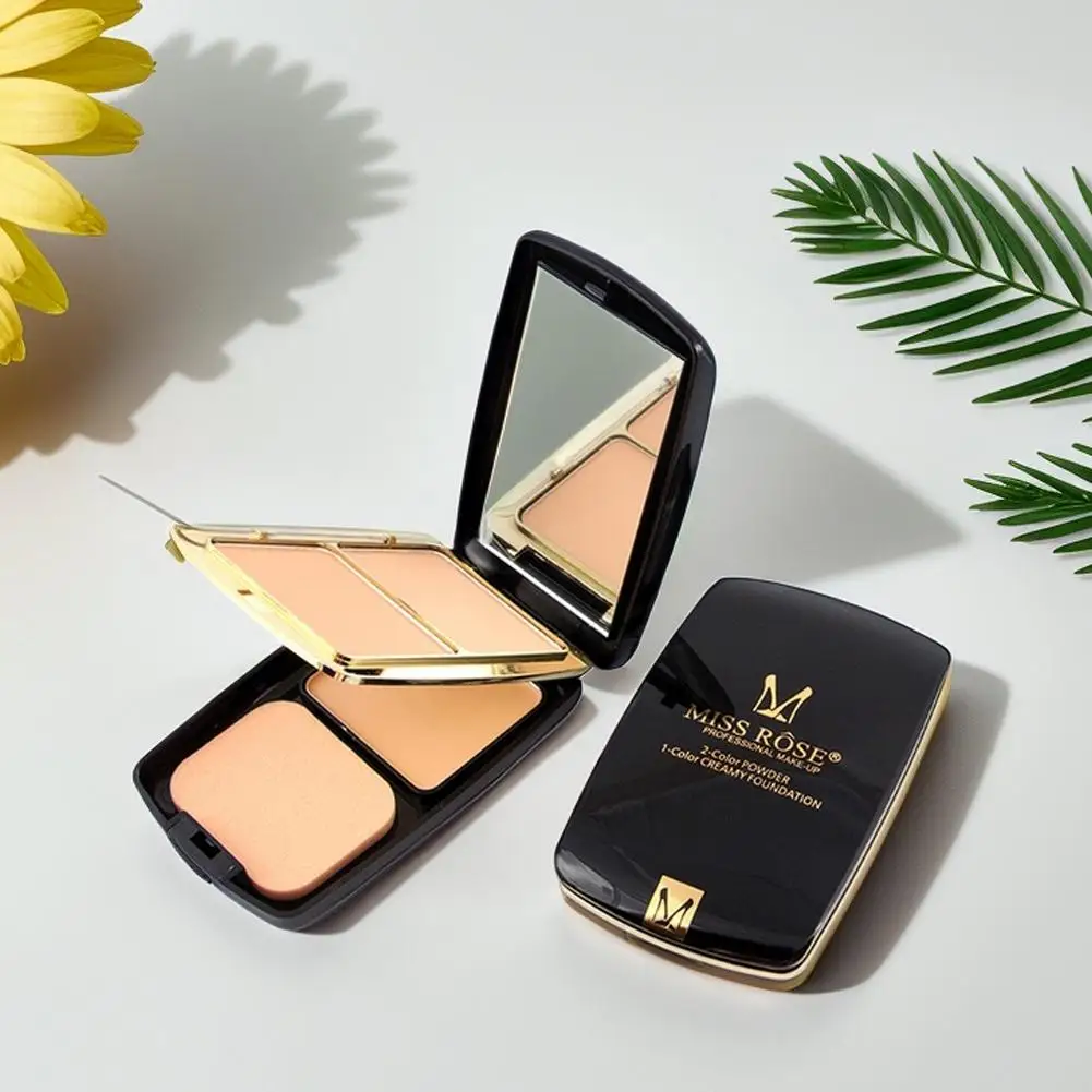 Poudre imperméable 3 couleurs avec miroir, maquillage, poudre de maquillage compacte complète pour fille, couverture faciale de base, cosmétiques V3P5