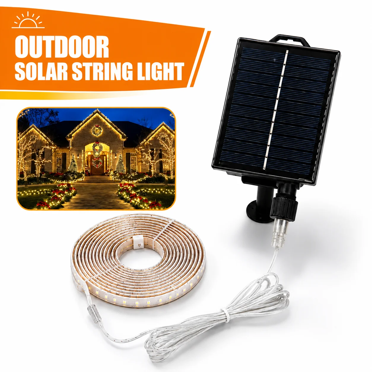 5M Outdoor Solar String Light Waterproof Garden Light Strip 8 Light Mode for Christmas Garden Tree Yard Party Wedding Decoration