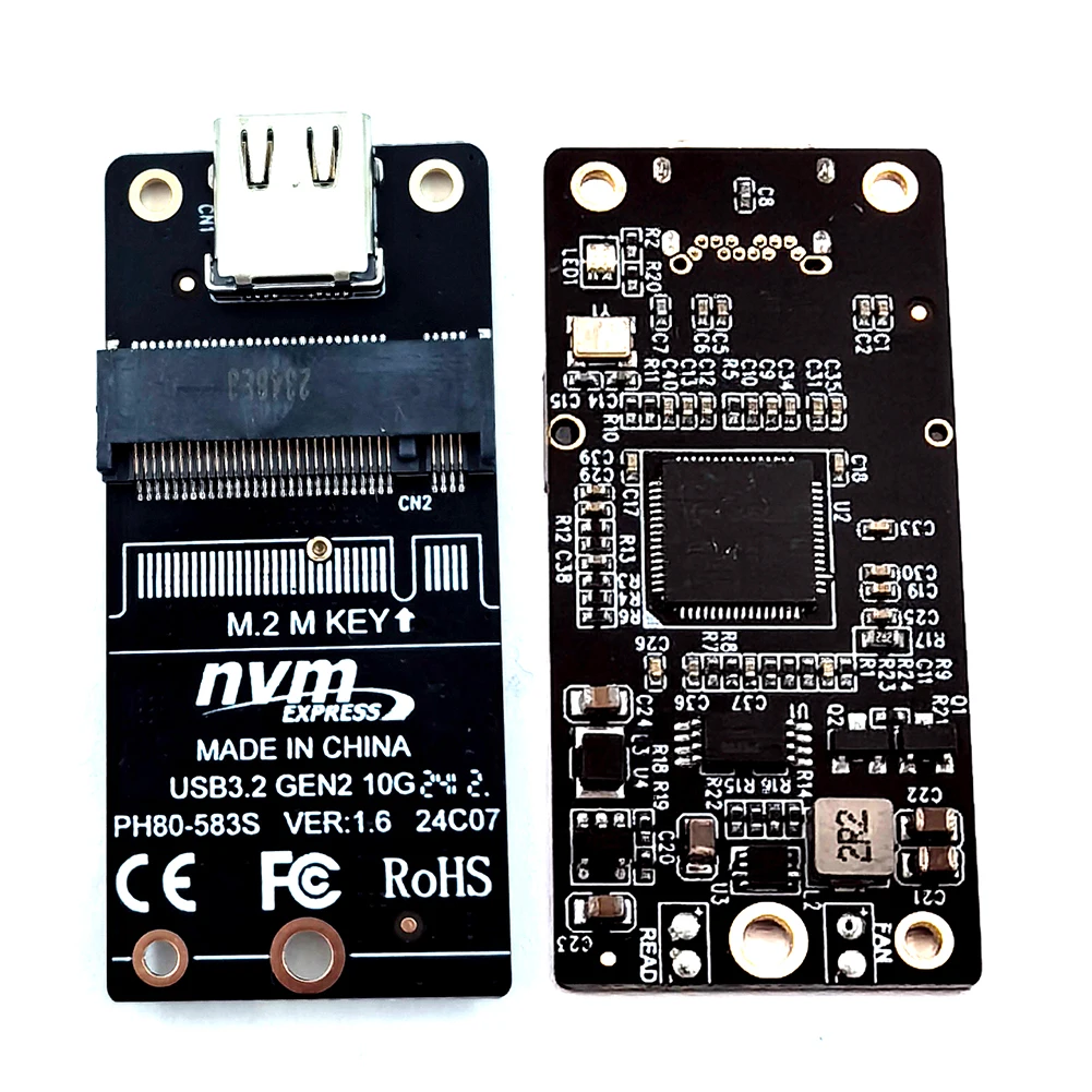 Placa adaptadora de carcasa HDD M.2 a tipo C, placa intercomposadora de carcasa NVME HDD, Chip JMS583, 10Gbps, compatible con SSD de tamaño 2230 2242 2260 2280