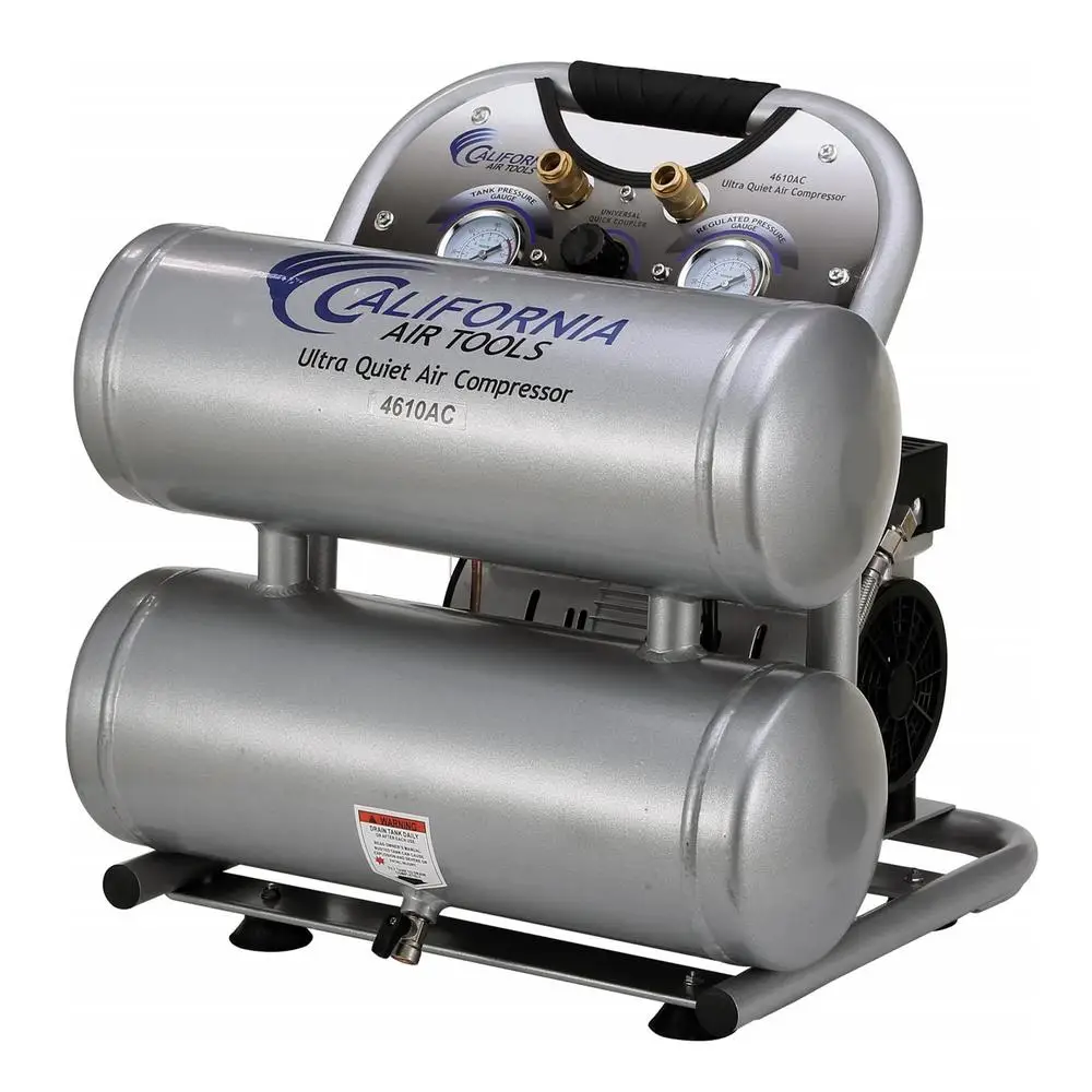 1.0Hp 4.6-Gallon Air Compressor Ultra Quiet Oil-Free Electric Portable Twin Tank Powerful Motor Rust-Free Aluminum Tank Low Amp