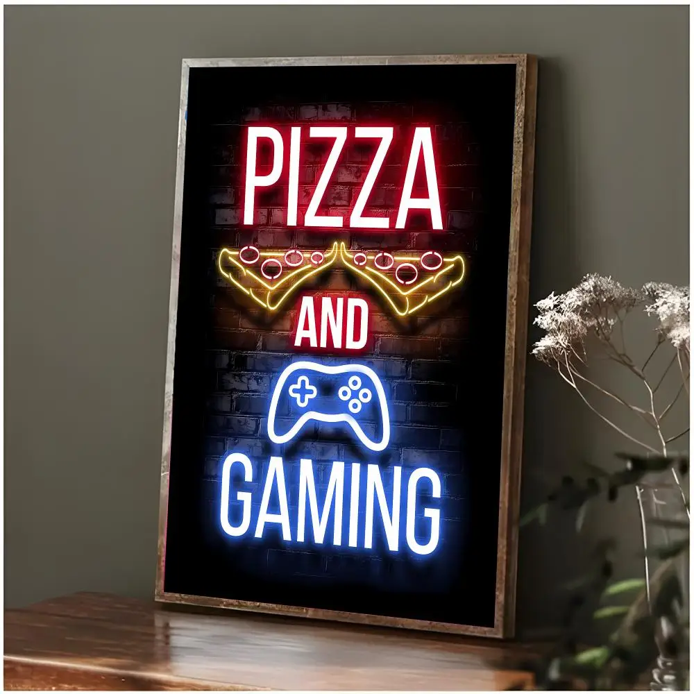 Retro Glowing N-Neon Game Controller Slogan Poster Modern Wall Art Bedroom Living Room Print Unframed