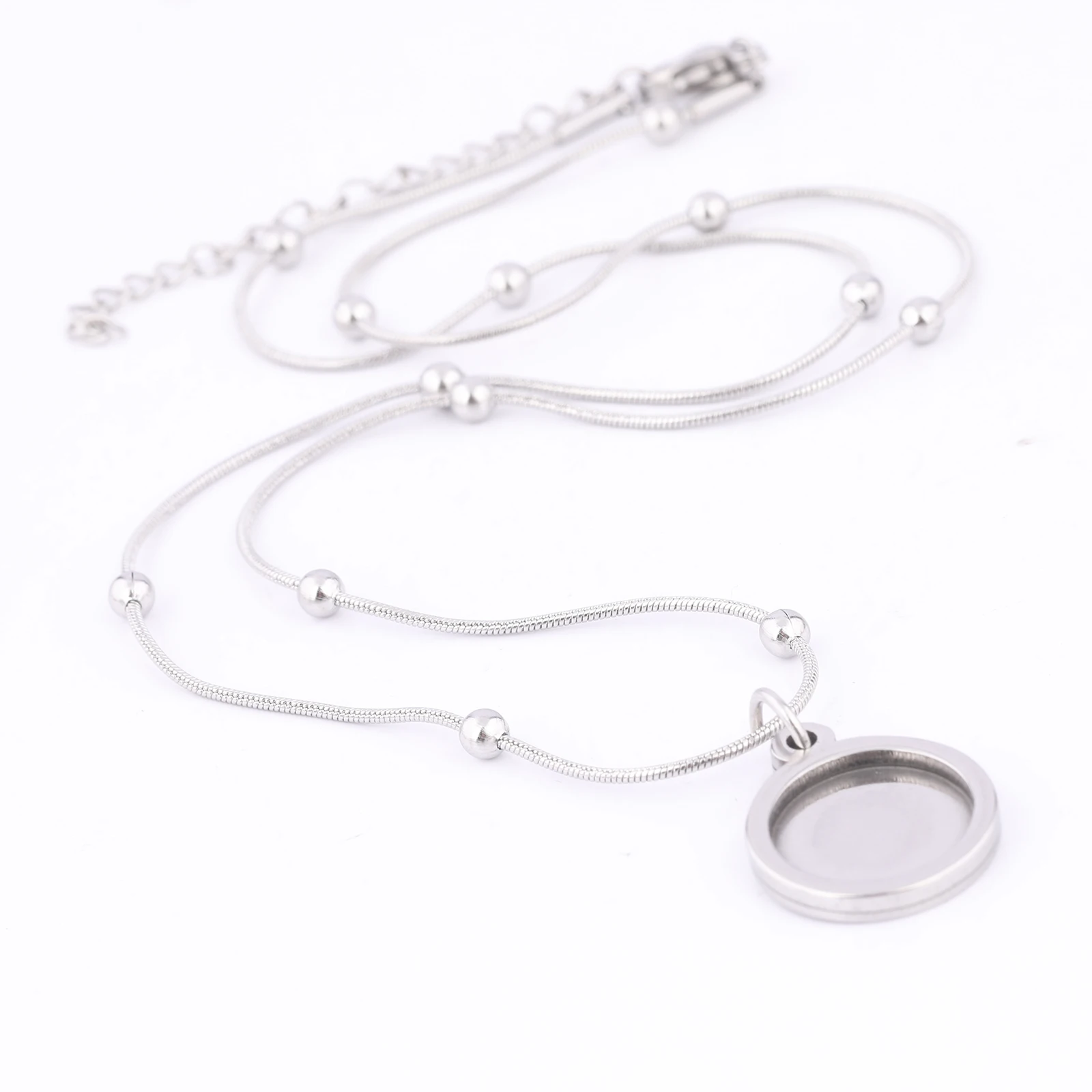 2pcs 스테인레스 스틸 골드 도금 볼 체인 목걸이 기본 공백 12mm 카보 숑 펜던트 베젤 설정 트레이 Diy 쥬얼리 결과