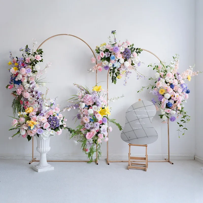 Wedding decoration Morandi color simulated finished arrangement KT board stage wall hanging flower ball arrangement fake flower