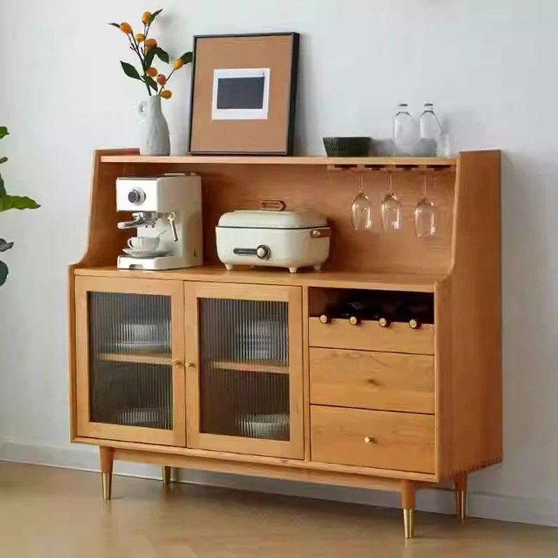 

Solid wood dining side cabinet cherry wood tea cabinet kitchen bowl locker