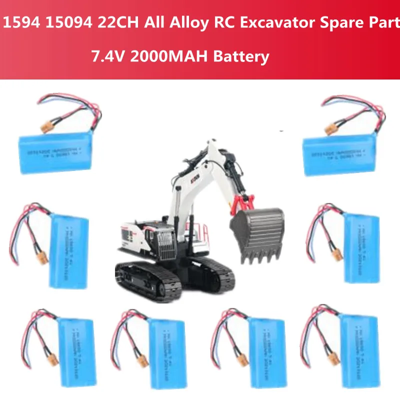 1594 15094 22CH All Alloy Remote Control RC Excavator Truck Spare Parts Accessories 7.4V 2000MAH Battery