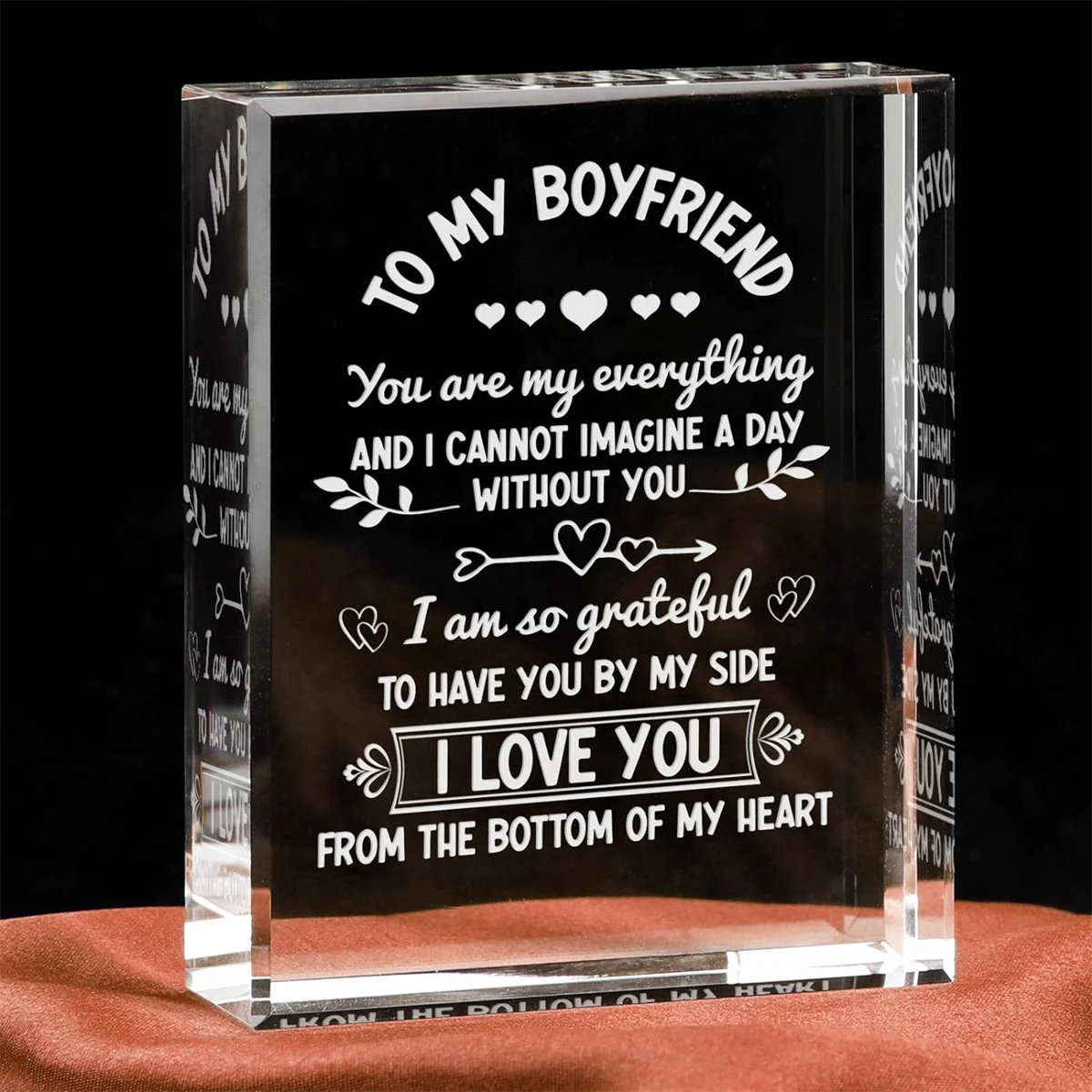 Gifts for Boyfriend on 1 Year Anniversary, Crystal Plaque Desk Decor Sign Gifts for Boyfriend Birthday Gifts