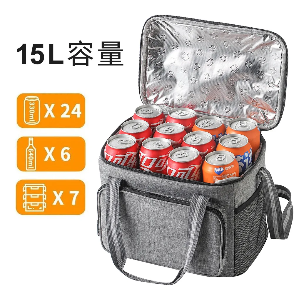 Capacity 15L Heavy Duty Oxford Insulated Lunch Bag Large Capacity Thermal Cooler Tote with Handle for Work Travel
