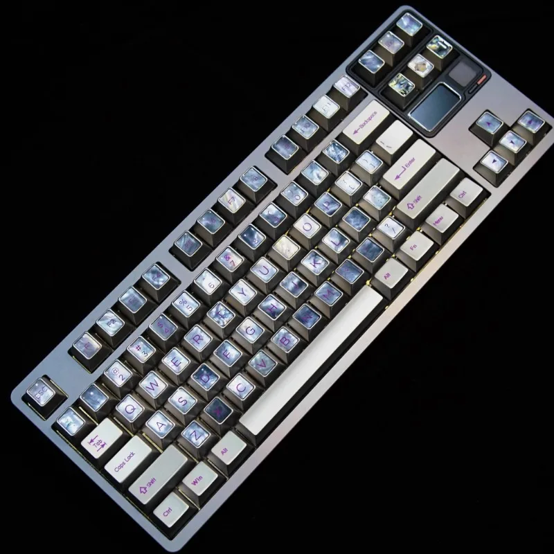 Metal Keycaps with Drop Glue Enamel Mother of Pearl Dark Gold Cherry Profile Key Caps Mechanical Keyboard for ROG/QK80 /Wooting