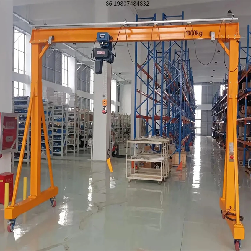 Electric Chain Hoist Light Duty 0.5Ton 1 Ton 2 Ton Mobile Portable Small Gantry Crane With