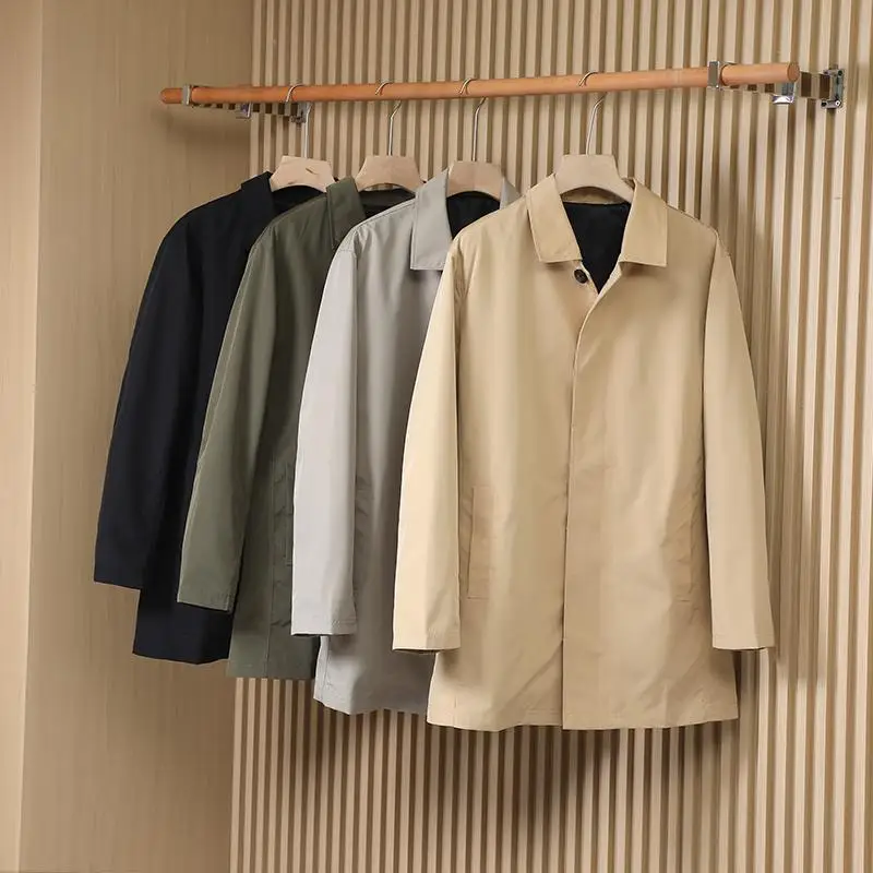 

Men Mid - Length Trench Coat - Outdoor & Casual Business Style Water - Resistant Perfect Autumn/Spring Business Men's Clothing