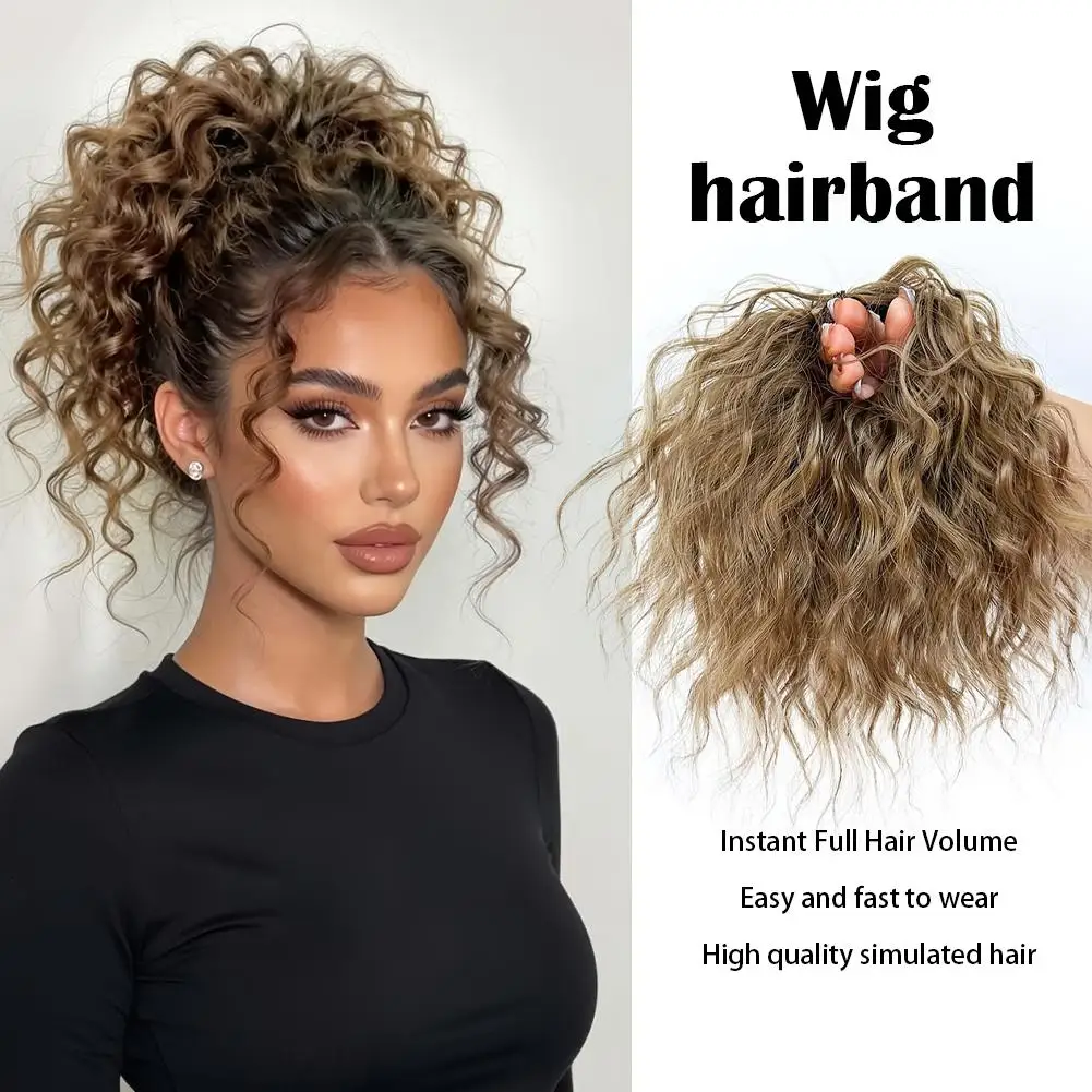 Synthetic Fiber Curly Messy Bun Hair Scrunchie Extension Fluffy Airy Volume Hair Piece Natural Look Easy Wear for Daily Styling
