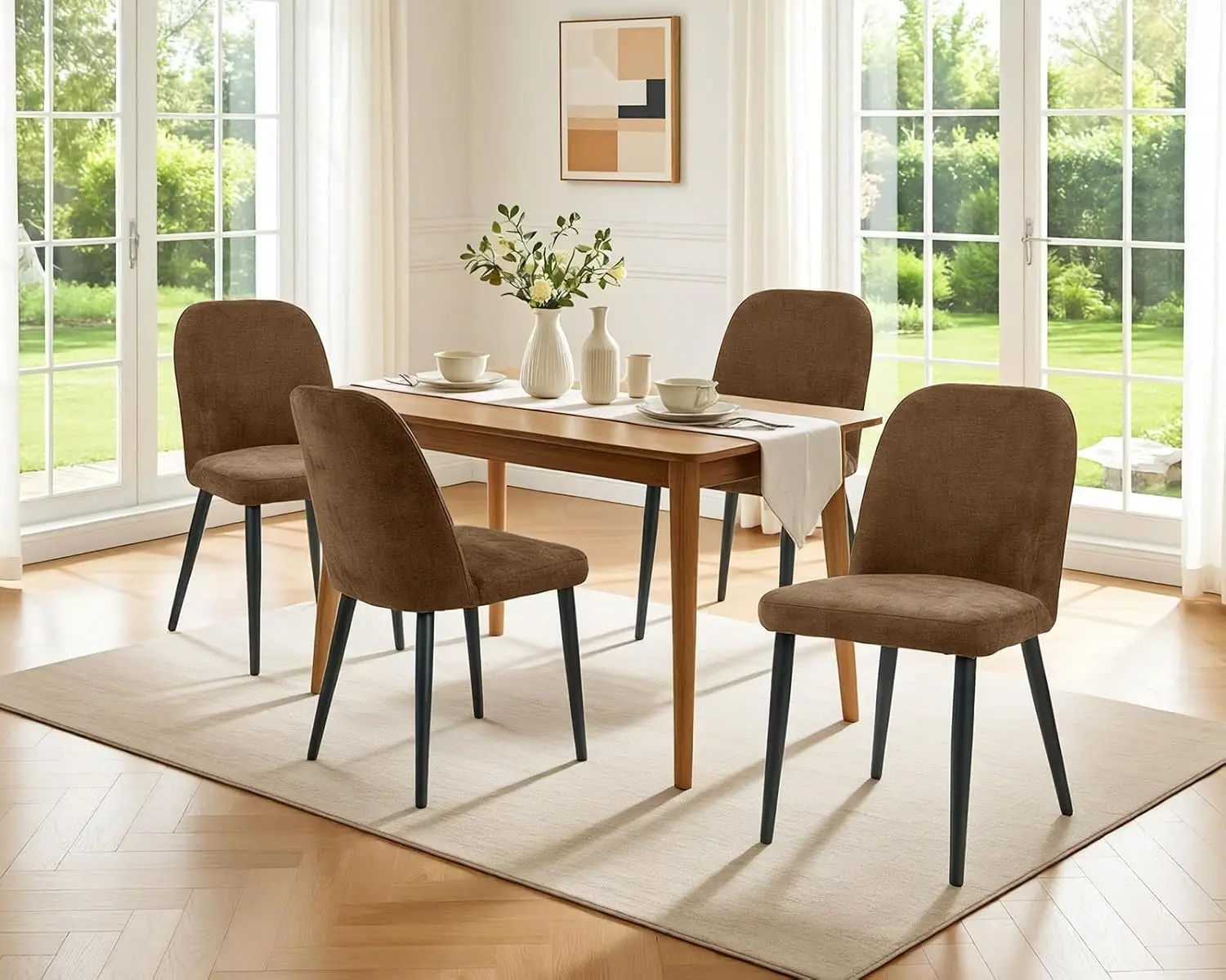 

Upholstered Dining Chairs Set of 4, Modern Dining Room Chairs with Back Chenille Fabric Kitchen Side Chair for, Customized