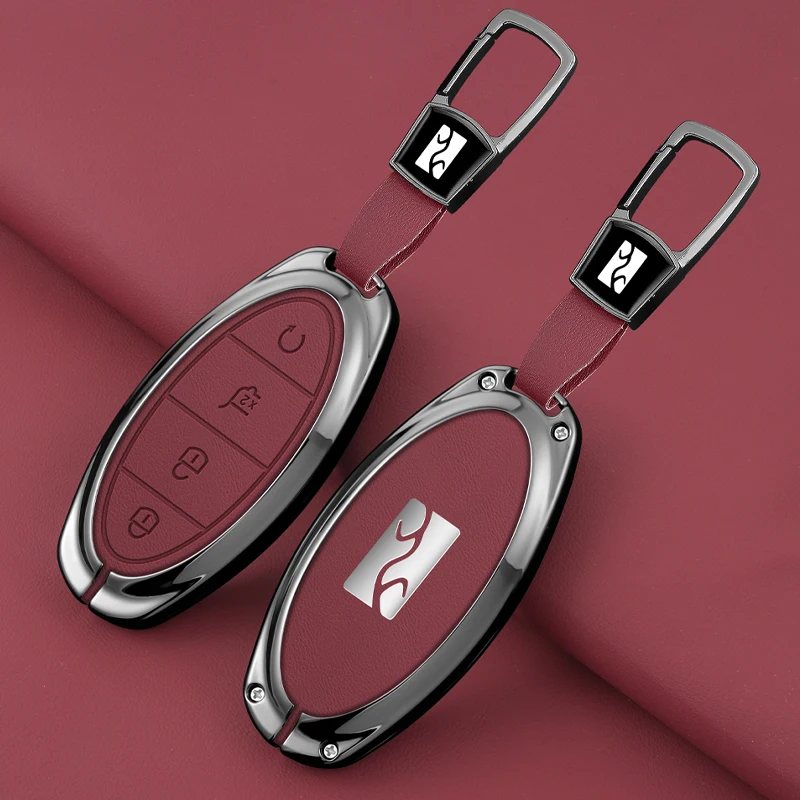 حافظة مفاتيح السيارة الجلدية المصنوعة من سبائك الزنك BYD حافظة مفاتيح السيارة الذكية عن بعد U8 U9 حافظة واقية لمفتاح السيارة