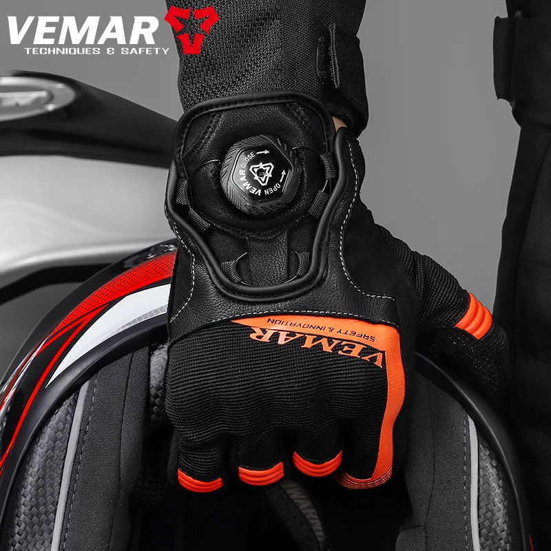 

VEMAR Four Season Motorcycle Riding Gloves Touch Screen Finger Motorbike Rider Style Swivel Button Elastic Racing Camping Hiking