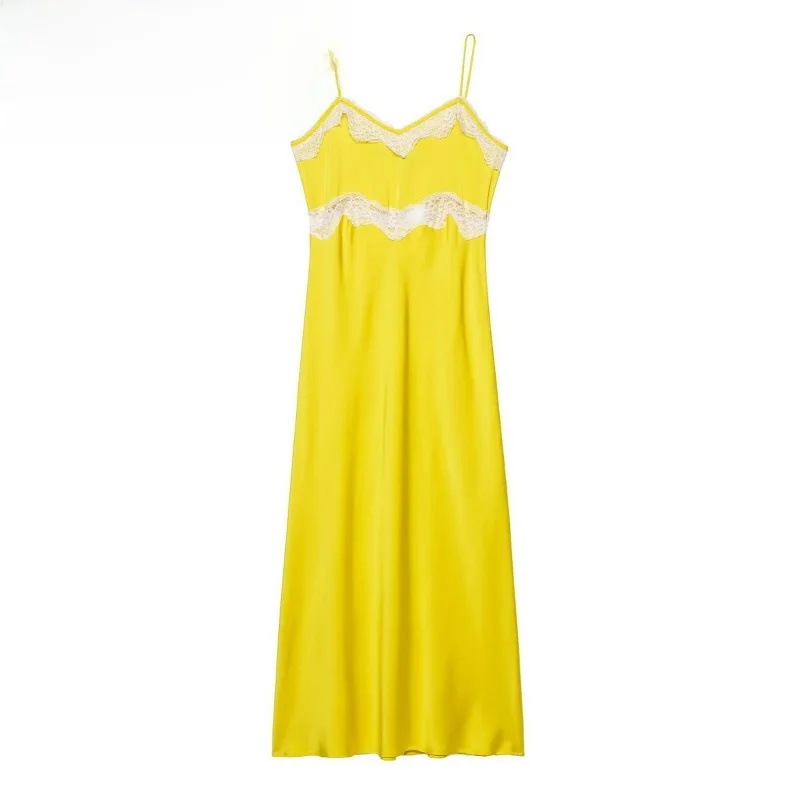 Letnia kolekcja 2025 Faion, dopasowany krój, kwiatowe wykończenie, midi, wysoki stan, swobodny styl, elegancki, damski, nowość.