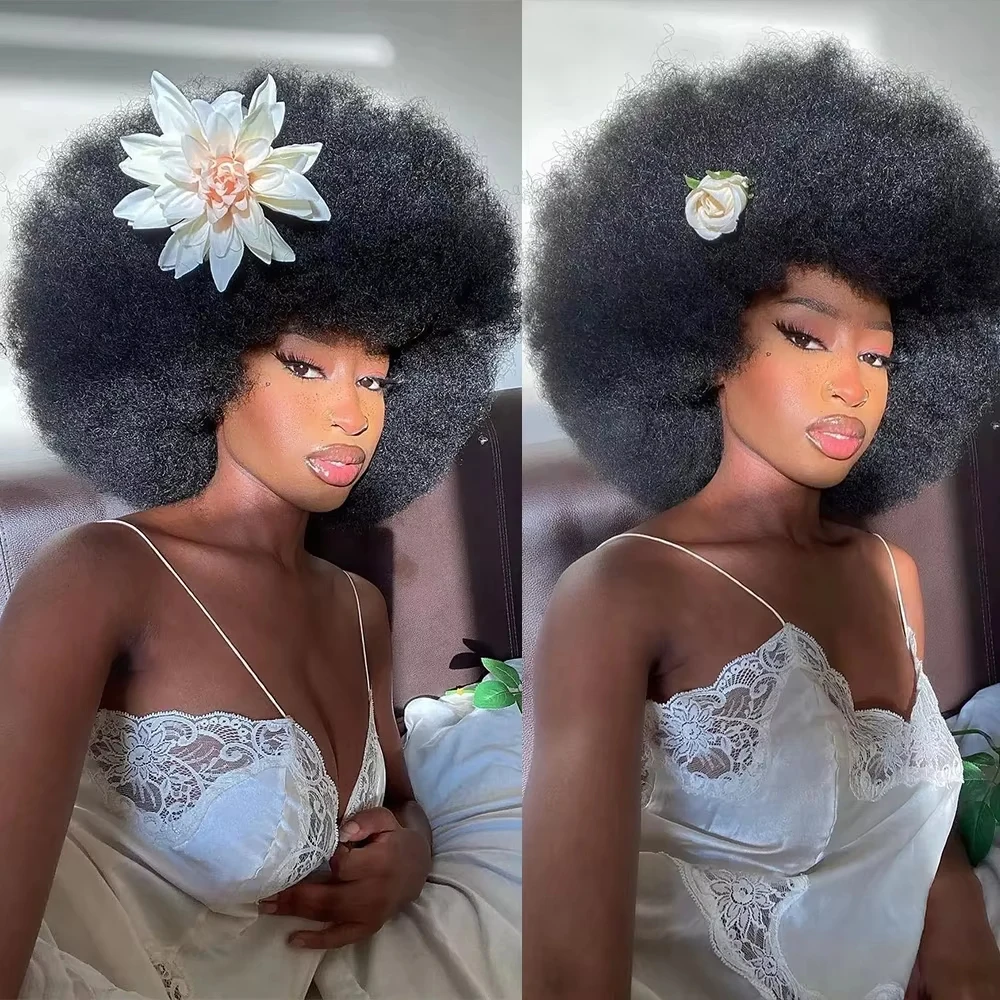 الأفرو غريب مجعد بوب شعر مستعار اللون الطبيعي شعر مستعار شعر الإنسان جاهز للارتداء 200% الكثافة بأسعار معقولة ريمي شعر مستعار بشري رقيق للنساء