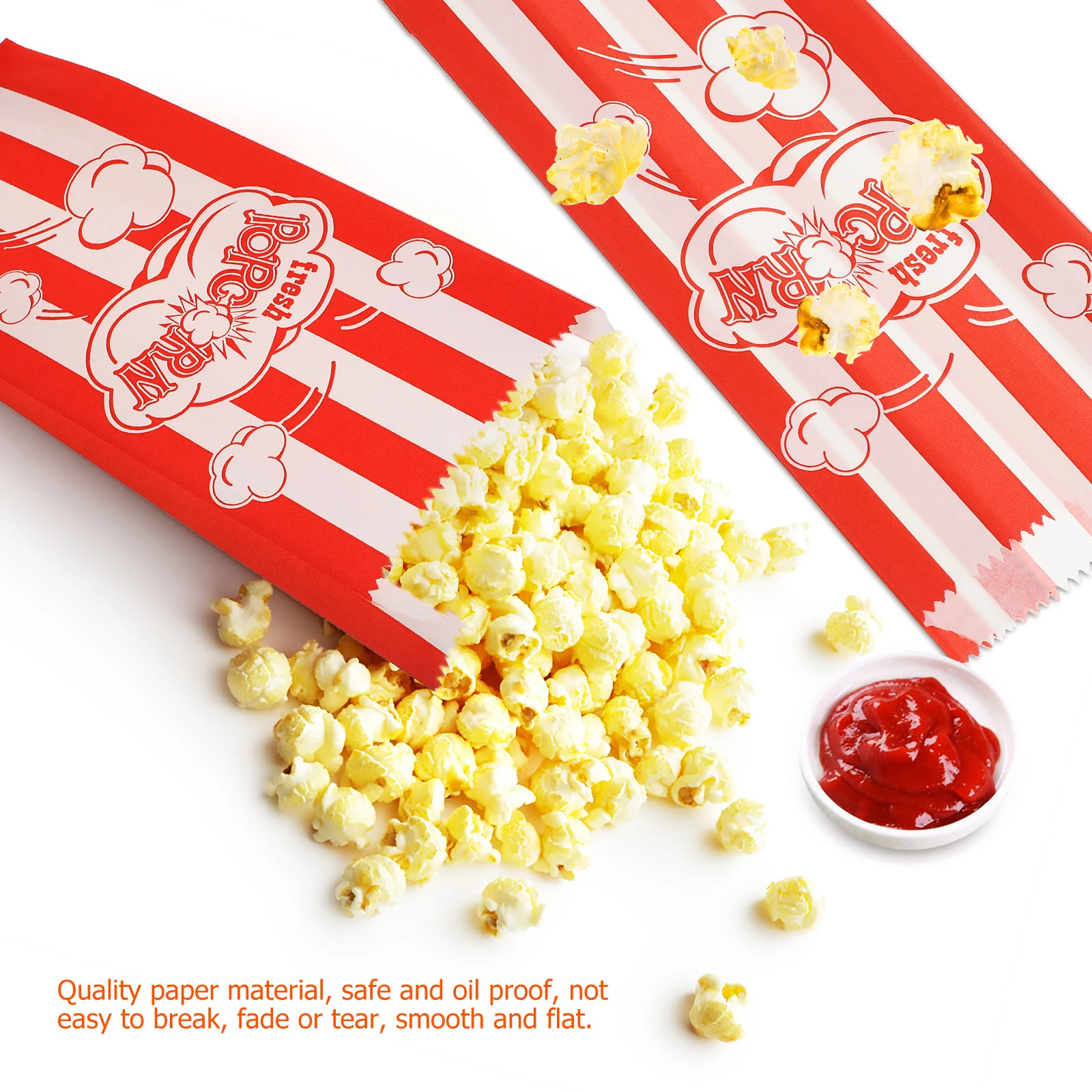 

100 pcs Snacks x 22cm Popcorn Bag Paper Treat Bags Movie Party Snacks Storage Candy Popcorn Bags For Movies Small Bread