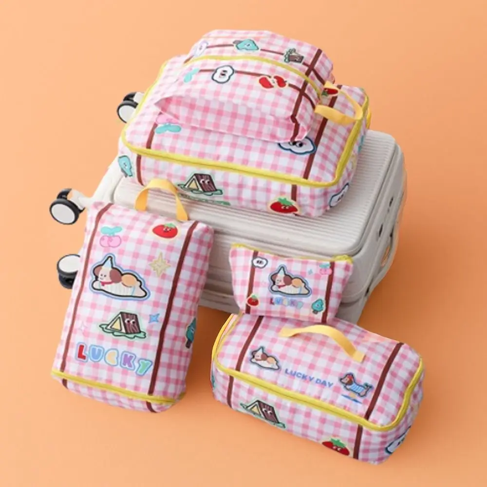 

5Pcs/set Cartoon Makeup Travel Bag Portable Large Capacity Travel Storage Case with Zipper Waterproof Luggage Storage Organizer