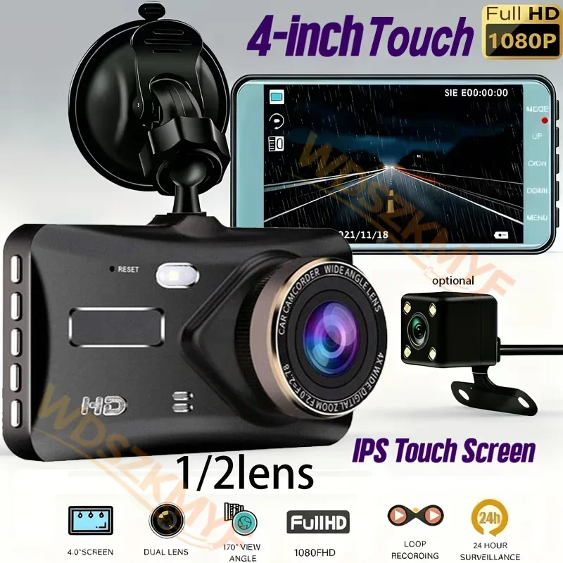 4-inch 1080P Dash Cam for Cars Touch Screen Car DVR Video Recorder Rear View Camera for Vehicle 24H Parking Monitor Black Box