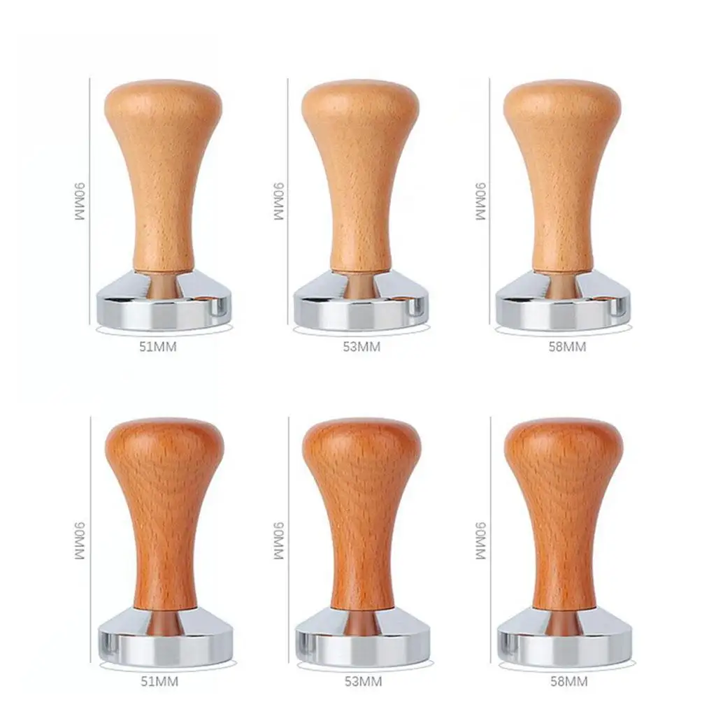 Тампер для кофе с деревянной ручкой, пресс для эспрессо из нержавеющей стали