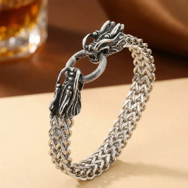 

Браслет KALEN Mesh Chain Dragon для мужчин из нержавеющей стали 316L, панк-украшение